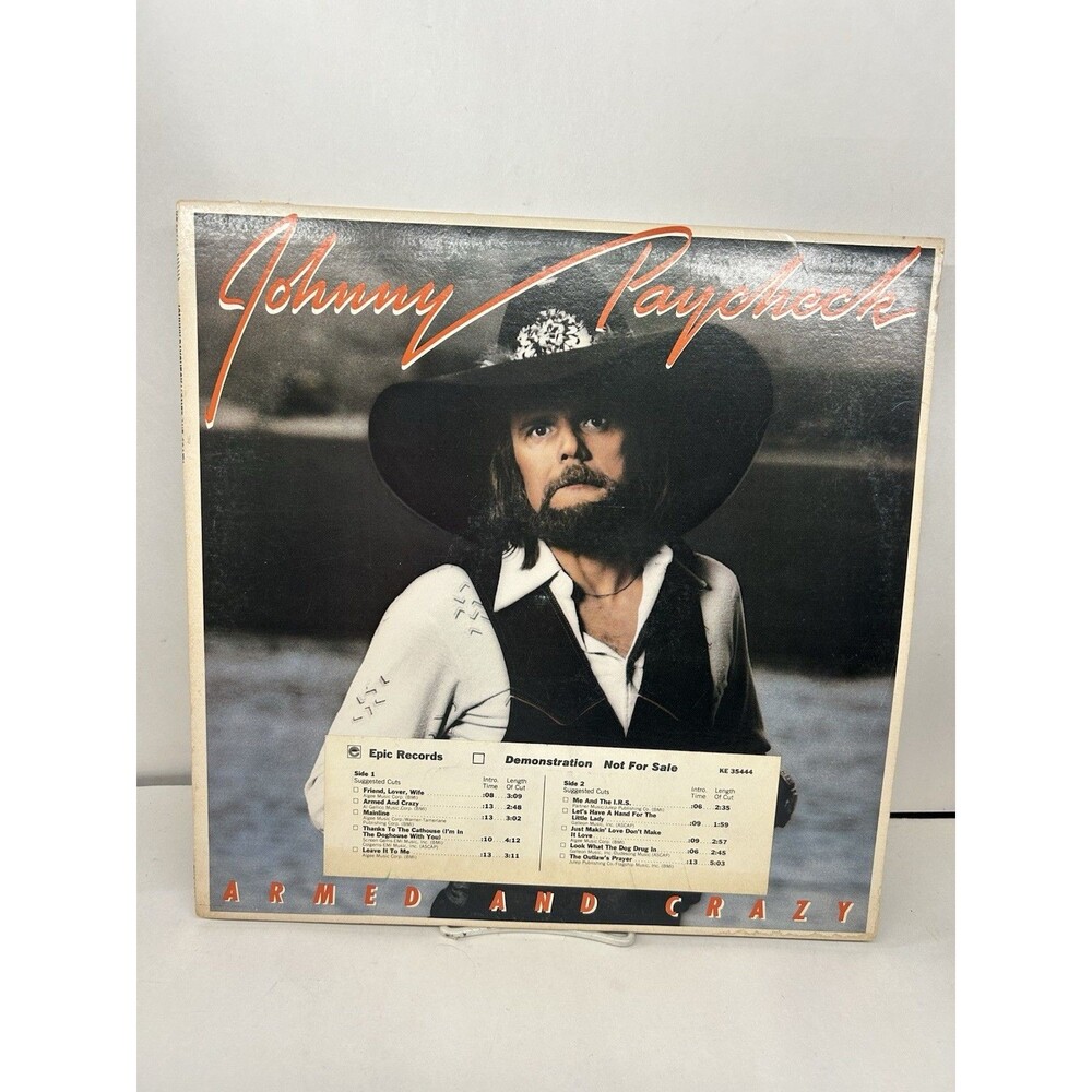 Johnny Paycheck Armed And Crazy Vinyl Record 1978 Epic with Poster KE-35444